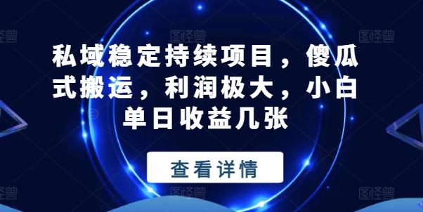 私域稳定持续项目，傻瓜式搬运，利润极大，小白单日收益几张【揭秘】-指尖网