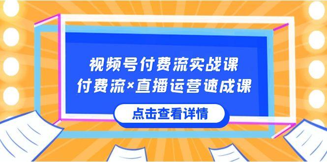 视频号付费流实战课，付费流×直播运营速成课，让你快速掌握视频号核心运营技能-指尖网