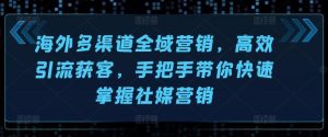 海外多渠道全域营销，高效引流获客，手把手带你快速掌握社媒营销-指尖网