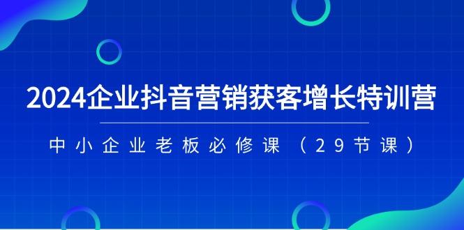 2024企业抖音-营销获客增长特训营，中小企业老板必修课(29节课-指尖网