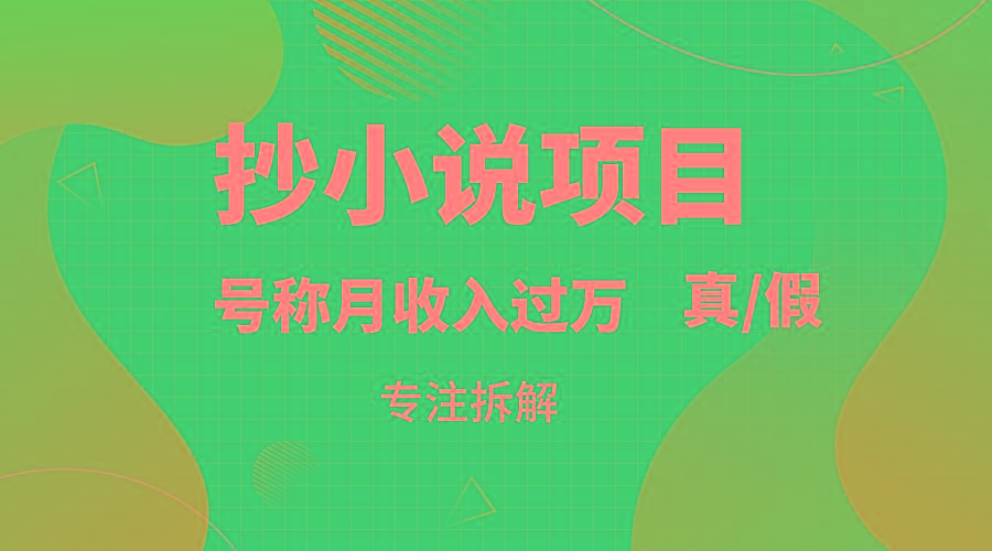 抄小说项目，号称月入过万，到底是否真实，能不能做，详细拆解-指尖网