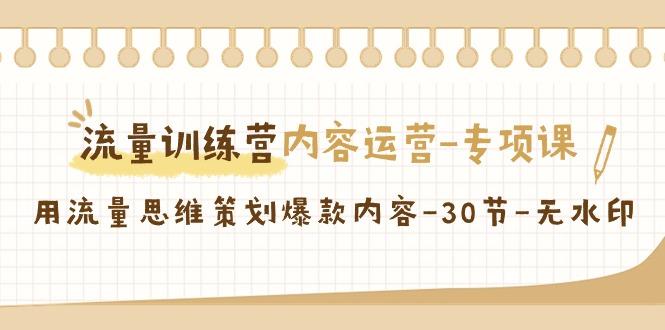 流量训练营之内容运营专项课，用流量思维策划爆款内容(30节课)-指尖网