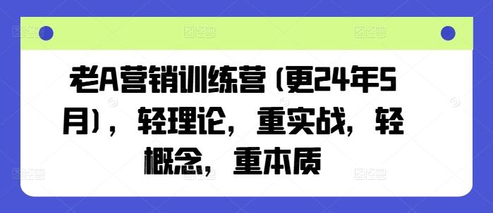 老A营销训练营(更24年6月)，轻理论，重实战，轻概念，重本质-指尖网