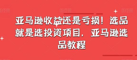 亚马逊收益还是亏损！选品就是选投资项目，亚马逊选品教程-指尖网