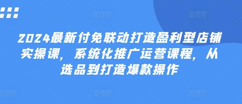 2024最新付免联动打造盈利型店铺实操课，​系统化推广运营课程，从选品到打造爆款操作-指尖网