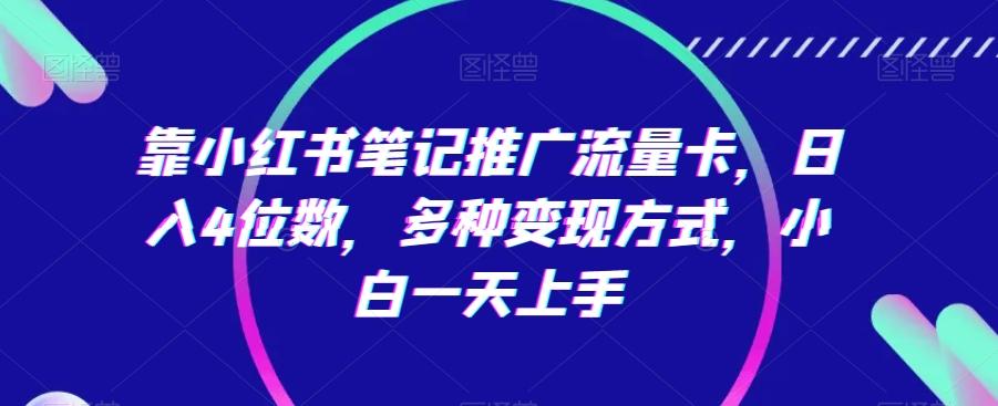 靠小红书笔记推广流量卡，日入4位数，多种变现方式，小白一天上手-指尖网