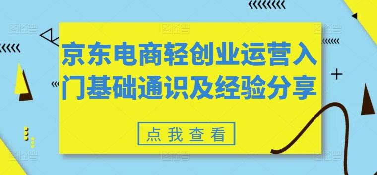 京东电商轻创业运营入门基础通识及经验分享-指尖网