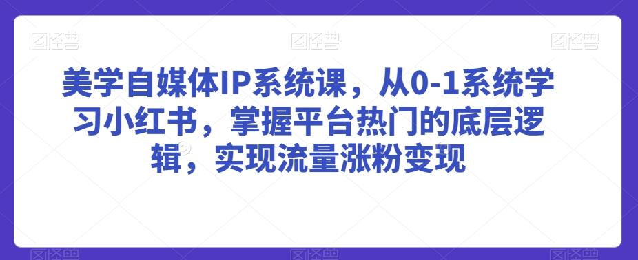 美学自媒体IP系统课，从0-1系统学习小红书，掌握平台热门的底层逻辑，实现流量涨粉变现-指尖网