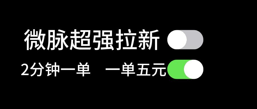 微脉超强拉新， 两分钟1单， 一单利润5块，适合小白-指尖网