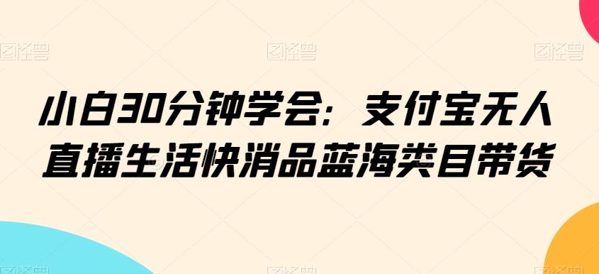 小白30分钟学会：支付宝无人直播生活快消品蓝海类目带货【揭秘】-指尖网