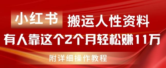 小红书搬运人性资料，有人靠这个2个月轻松赚11w，附教程【揭秘】-指尖网