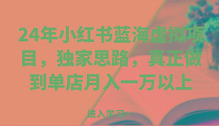 24年小红书蓝海虚拟项目，独家思路，真正做到单店月入一万以上。-指尖网