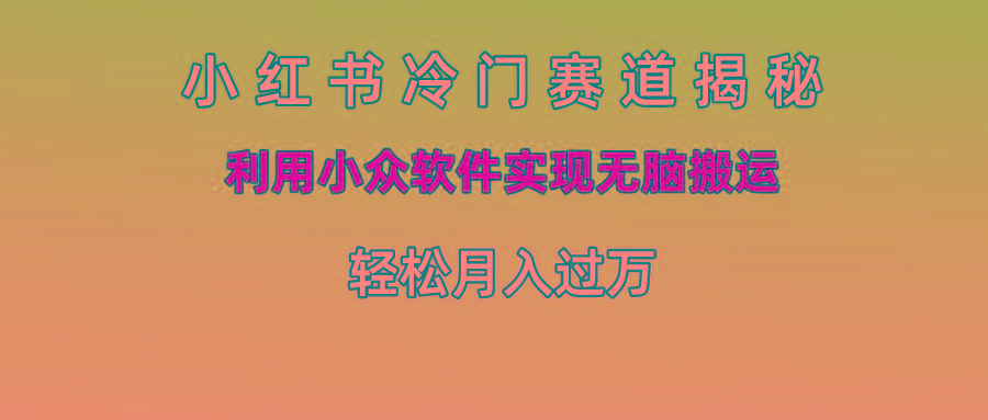 小红书冷门赛道揭秘,利用小众软件实现无脑搬运，轻松月入过万-指尖网