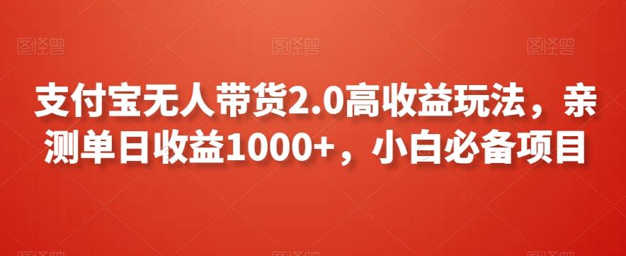 支付宝无人带货2.0高收益玩法，亲测单日收益1000+，小白必备项目【揭秘】-指尖网