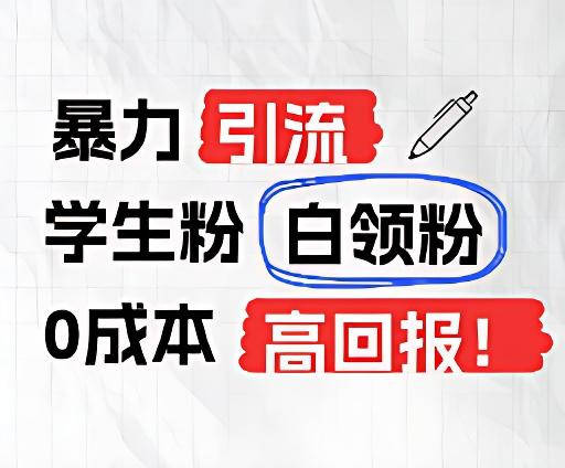 暴力引流学生粉白领粉，吊打以往垃圾玩法，0成本，高回报-指尖网