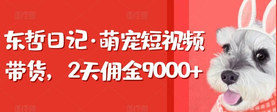 东哲日记·萌宠短视频带货，2天佣金9000+-指尖网