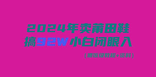 (9329期)2024年卖莆田鞋，搞了92W，小白闭眼操作！-指尖网