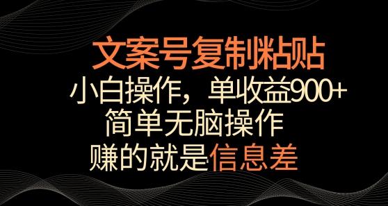 文案号掘金，简单复制粘贴，小白操作，单作品收益900+【揭秘】-指尖网