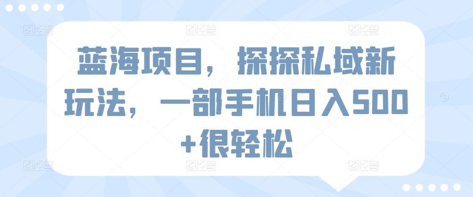 蓝海项目，探探私域新玩法，一部手机日入500+很轻松【揭秘】-指尖网