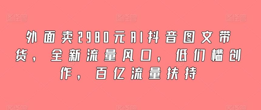 外面卖2980元AI抖音图文带货，全新流量风口，低们槛创作，百亿流量扶持-指尖网