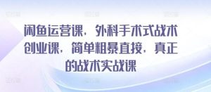 闲鱼运营课，外科手术式战术创业课，简单粗暴直接，真正的战术实战课-指尖网