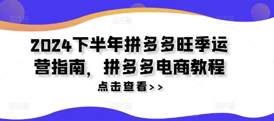 2024下半年拼多多旺季运营指南，拼多多电商教程-指尖网