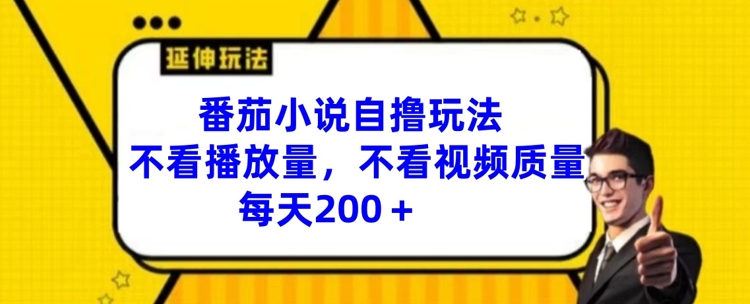 番茄小说自撸玩法，不看播放量，不看视频质量，每天200+【揭秘】-指尖网