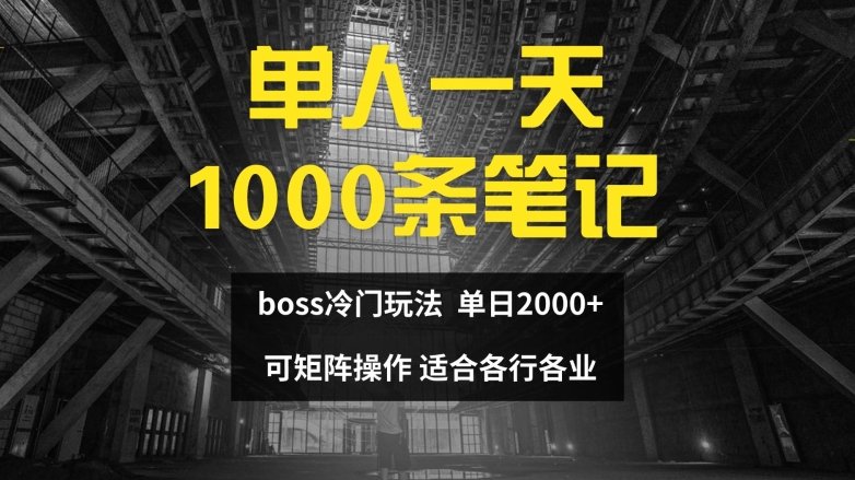 单人一天1000条笔记，日入2000+，BOSS直聘的正确玩法【揭秘】-指尖网