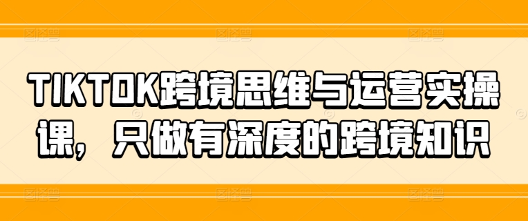 TIKTOK跨境思维与运营实操课，只做有深度的跨境知识-指尖网