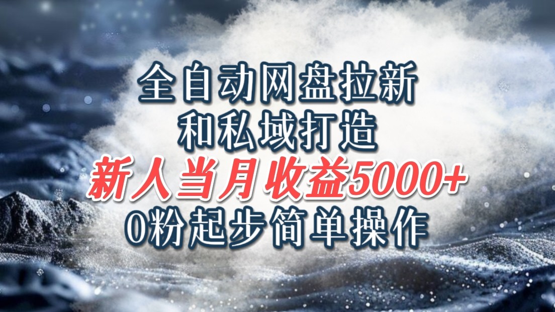 全自动网盘拉新和私域打造，0粉起步简单操作，新人入门当月收益5000以上-指尖网