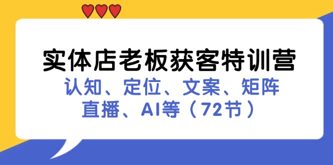 实体店老板获客特训营：认知、定位、文案、矩阵、直播、AI等(72节-指尖网