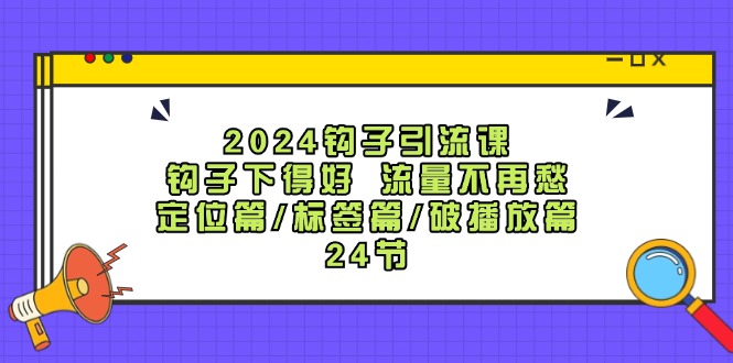 2024钩子引流课：钩子下得好流量不再愁，定位篇/标签篇/破播放篇/24节-指尖网