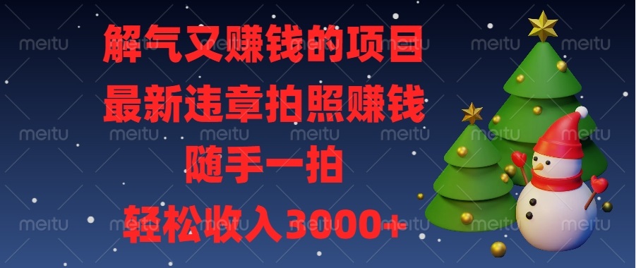 解气又赚钱的项目，最新违章拍照赚钱，随手一拍，轻松收入3000+-指尖网