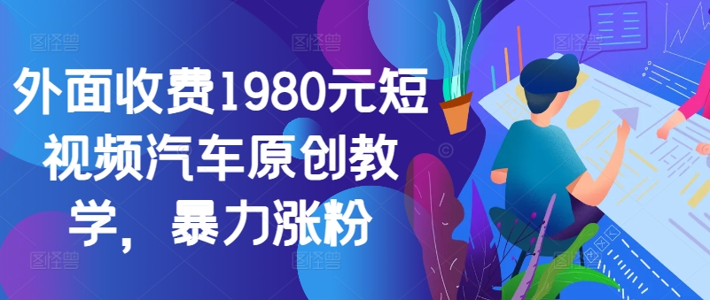 外面收费1980元短视频汽车原创教学，暴力涨粉-指尖网