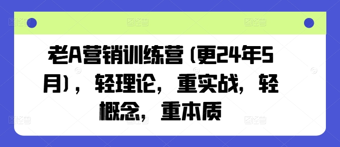 老A营销训练营(更24年10月)，轻理论，重实战，轻概念，重本质-指尖网