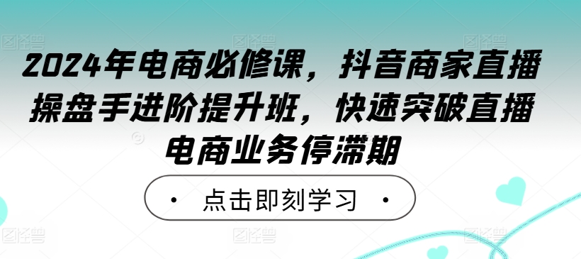 2024年电商必修课，抖音商家直播操盘手进阶提升班，快速突破直播电商业务停滞期-指尖网