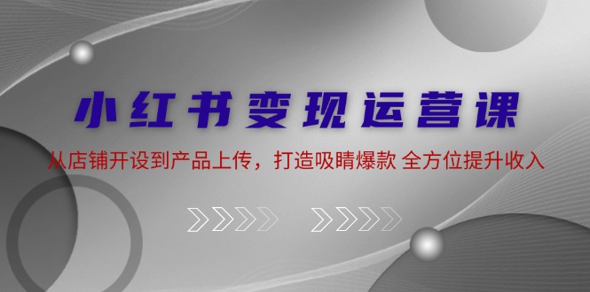 小红书变现运营课：从店铺开设到产品上传，打造吸睛爆款 全方位提升收入-指尖网