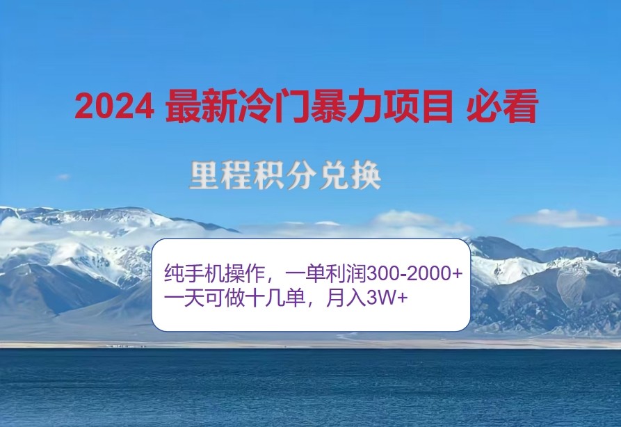 2024惊爆冷门暴利，里程积分最新玩法，高爆发期，一单300+—2000+-指尖网