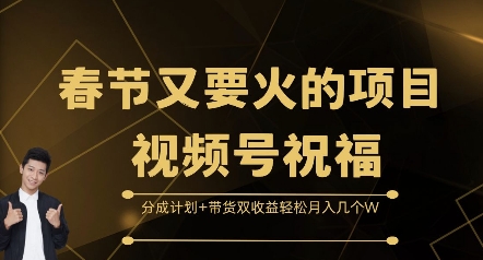 春节又要火的项目视频号祝福，分成计划+带货双收益，轻松月入几个W【揭秘】-指尖网