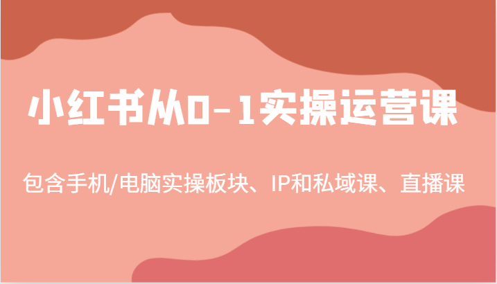 小红书从0-1实操运营课，包含手机/电脑实操板块、IP和私域课、直播课(97节)-指尖网