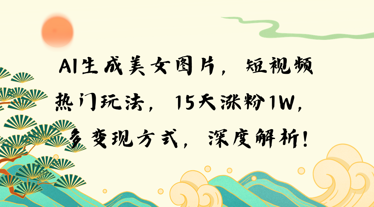 AI生成美女图片，短视频热门玩法，15天涨粉1W，多变现方式，深度解析!-指尖网