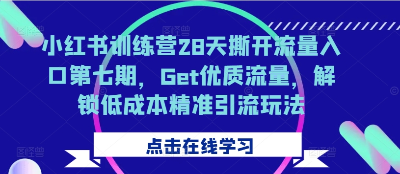 小红书训练营28天撕开流量入口第七期，Get优质流量，解锁低成本精准引流玩法-指尖网