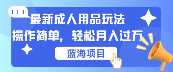 最新成人用品项目玩法，操作简单，动动手，轻松日入几张【揭秘】-指尖网