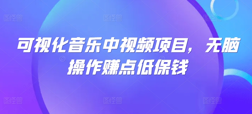 可视化音乐中视频项目，无脑操作赚点低保钱-指尖网