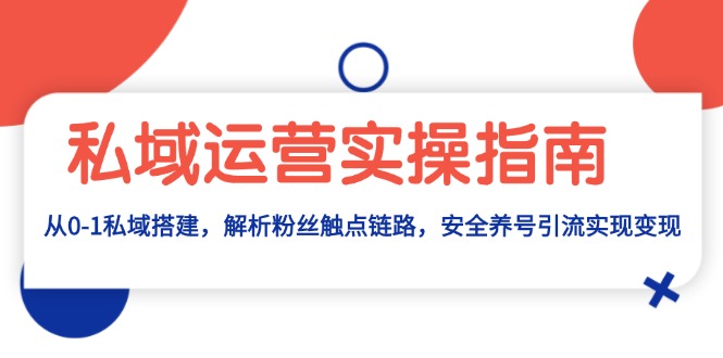 私域运营实操指南：从0-1私域搭建，解析粉丝触点链路，安全养号引流变现-指尖网