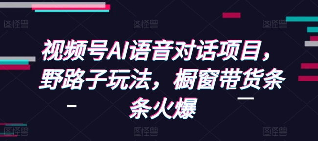 视频号AI语音对话项目，野路子玩法，橱窗带货条条火爆-指尖网