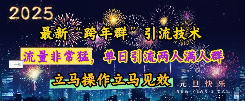 最新“跨年群”引流，流量非常猛，单日引流两人满人群，立马操作立马见效【揭秘】-指尖网