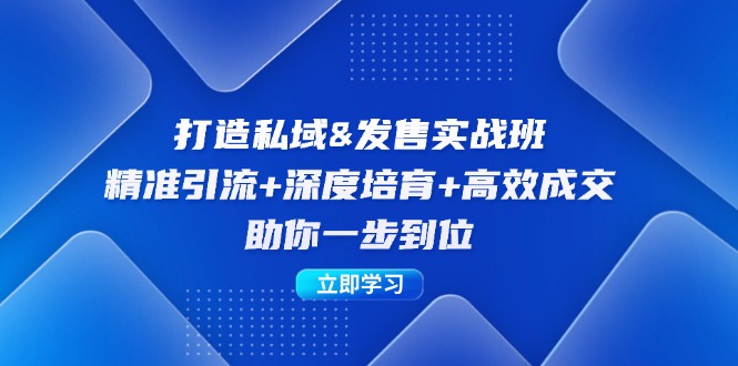 打造私域&发售实操班：精准引流+深度培育+高效成交，助你一步到位-指尖网