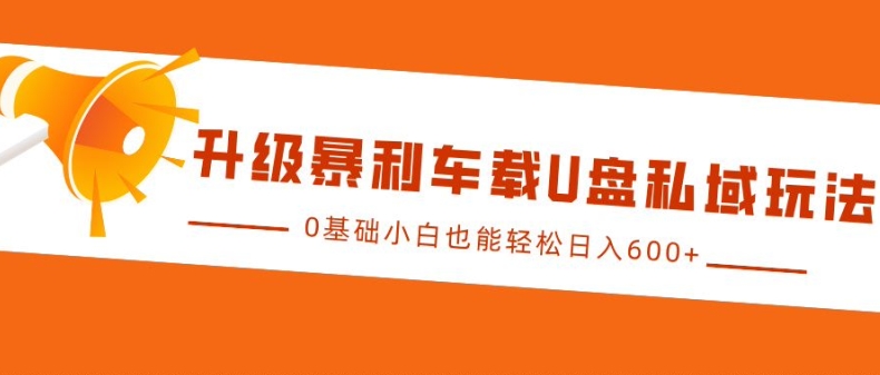 升级暴利车载U盘私域玩法，0基础小白也能轻松日入多张【揭秘】-指尖网