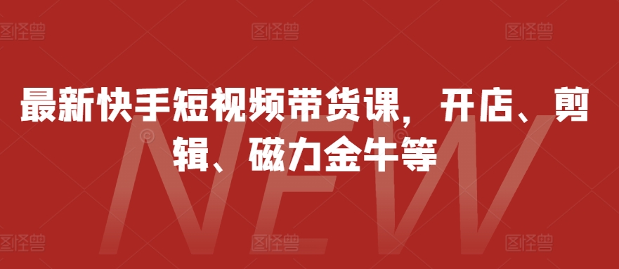 最新快手短视频带货课，开店、剪辑、磁力金牛等-指尖网